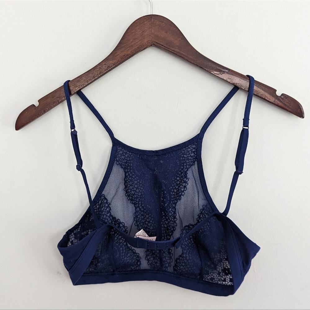 Victoria's Secret Navy Lace Bralette Small Sexy Semi Sheer - Picture 7 of 7
